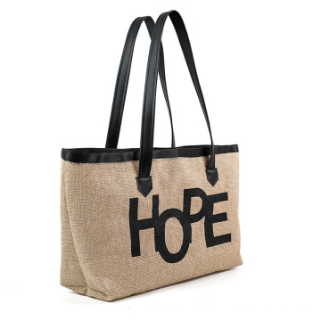 Large Capacity Custom Silkscreen Embroidery Logo Eco-Friendly Recycled Burlap Bags Jute Tote Shopping Bag